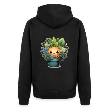 Plant Cute - Unisex Premium Organic Zip Hoodie - black - Back - Nico (187cm)