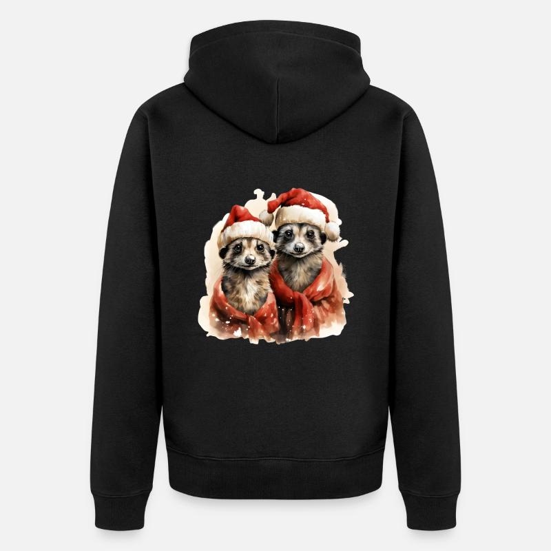 Suricate de Noël - Veste à capuche bio Premium Unisexe - noir