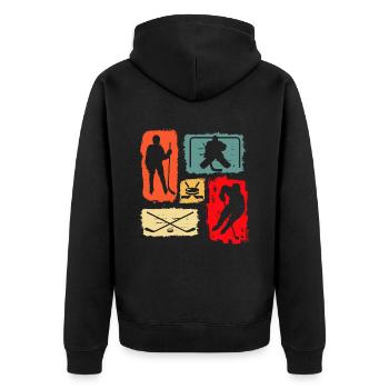 Eishockey Spieler Torwart Retro Vintage - Unisex Premium Bio Zip Hoodie - Schwarz - Hinten - Nico (187cm)
