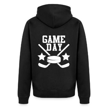 Ice Hockey Game Day - Unisex Premium Organic Zip Hoodie - black - Back - Nico (187cm)