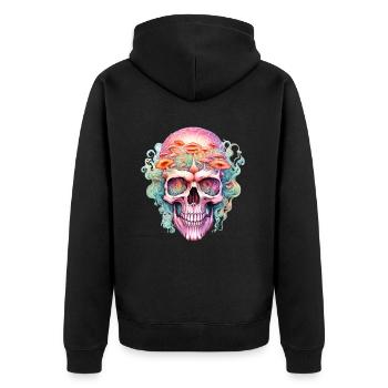 Champignons crânes pour les cueilleurs de champignons Chasseurs de champignons - Veste à capuche bio Premium Unisexe - noir - Dos - Nico (187cm)