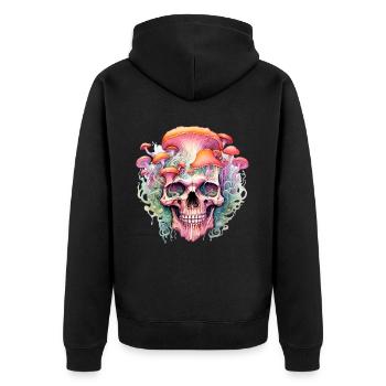 Crâne de champignon pour les cueilleurs de champignons amateurs de plantes - Veste à capuche bio Premium Unisexe - noir - Dos - Nico (187cm)