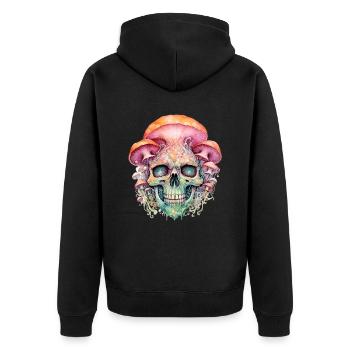 Crâne de champignon pour les cueilleurs de champignons amateurs de plantes - Veste à capuche bio Premium Unisexe - noir - Dos - Nico (187cm)