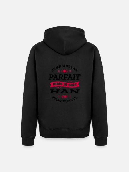 HAN PARFAIT - PRENOM HAN - Veste à capuche bio Premium Unisexe - noir