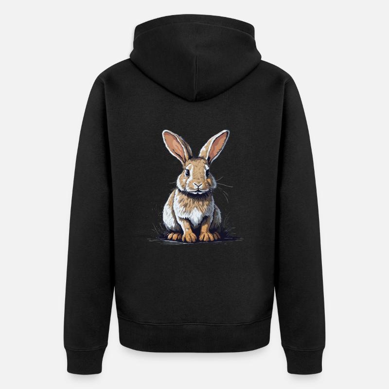 Fille lapin - Veste à capuche bio Premium Unisexe - noir