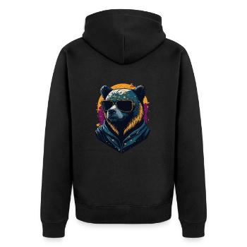 Bear with sunglasses - Unisex Premium Organic Zip Hoodie - black - Back - Nico (187cm)