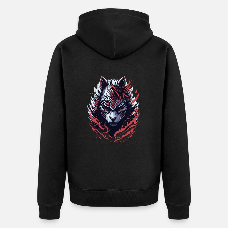 Chat Loup - Veste à capuche bio Premium Unisexe - noir