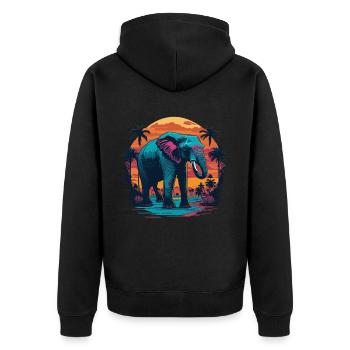 Elefant - Unisex Premium Bio Zip Hoodie - Schwarz - Hinten - Nico (187cm)