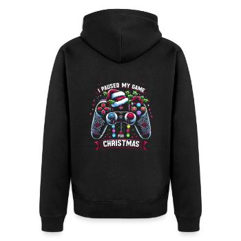 Game on Break for Christmas Gift Humor Geek - Unisex Premium Organic Zip Hoodie - black - Back - Nico (187cm)