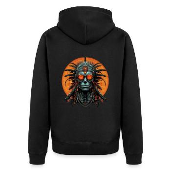 Digital Nomads - Unisex Premium Bio Zip Hoodie - Schwarz - Hinten - Nico (187cm)