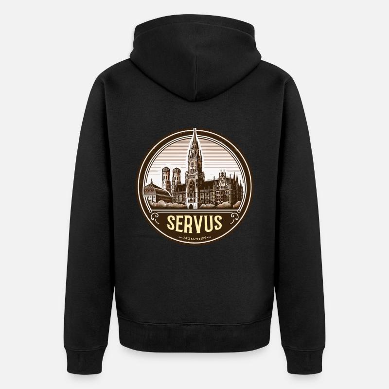 Servus Munich Logo - Veste à capuche bio Premium Unisexe - noir