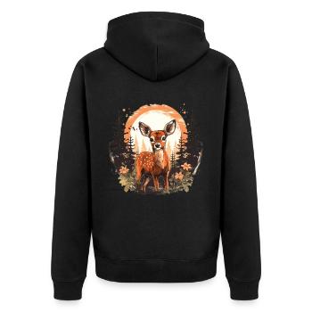 Cerf mignon avec des fleurs Animal Motif fauve - Veste à capuche bio Premium Unisexe - noir - Dos - Nico (187cm)