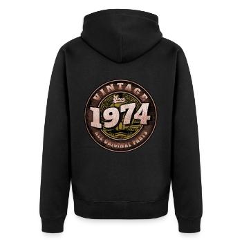 51. Geburtstag Vintage 1974 DDR Geschenk - Unisex Premium Bio Zip Hoodie - Schwarz - Hinten - Nico (187cm)
