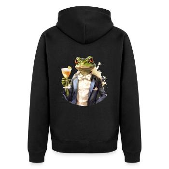 Cooler Frosch Frösche Lustige Tiere - Unisex Premium Bio Zip Hoodie - Schwarz - Hinten - Nico (187cm)
