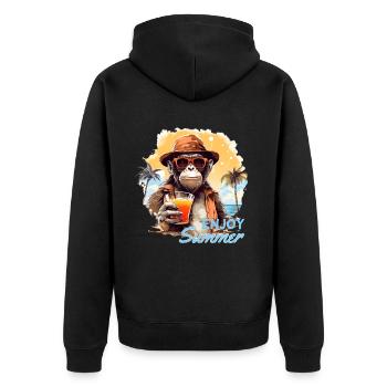 Singe cool avec boisson Drôle d’animaux chimpanzé - Veste à capuche bio Premium Unisexe - noir - Dos - Nico (187cm)