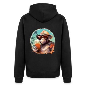 Singe cool avec boisson Drôle d’animaux chimpanzé - Veste à capuche bio Premium Unisexe - noir - Dos - Nico (187cm)