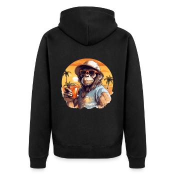 Singe cool avec boisson Drôle d’animaux chimpanzé - Veste à capuche bio Premium Unisexe - noir - Dos - Nico (187cm)
