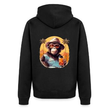 Singe cool avec boisson Drôle d’animaux chimpanzé - Veste à capuche bio Premium Unisexe - noir - Dos - Nico (187cm)