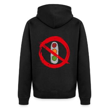 Ampel Ampelregierung Verbotsschild - Unisex Premium Bio Zip Hoodie - Schwarz - Hinten - Nico (187cm)