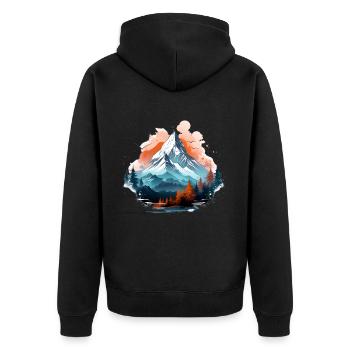 Berglandschaft Berge Berg Natur Wandern - Unisex Premium Bio Zip Hoodie - Schwarz - Hinten - Nico (187cm)
