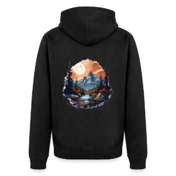 Berglandschaft Berge Berg Natur Wandern - Unisex Premium Bio Zip Hoodie - Schwarz - Hinten - Nico (187cm)