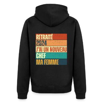 Retraité 2024 humour retraite cadeau pour retraité - Veste à capuche bio Premium Unisexe - noir - Dos - Nico (187cm)
