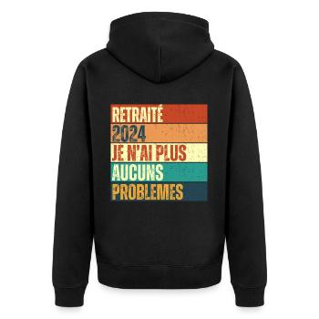 Retraité 2024 humour retraite cadeau pour retraité - Veste à capuche bio Premium Unisexe - noir - Dos - Nico (187cm)