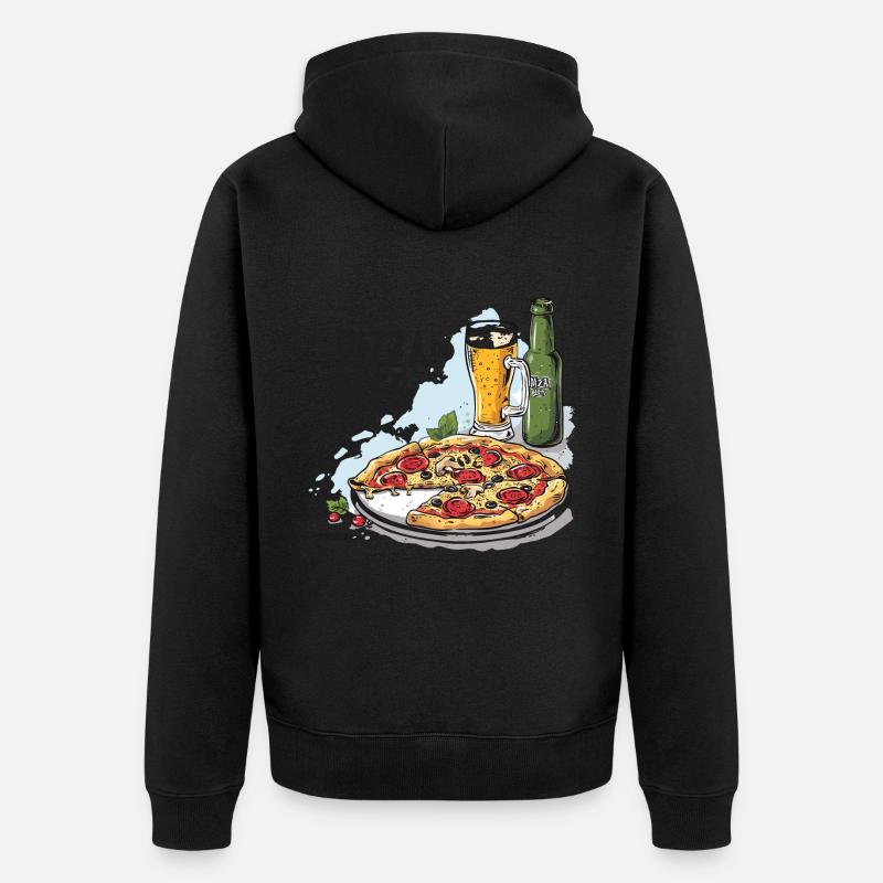 Pizza e Birra Cibo Alcol Detti Divertenti - Felpa con cappuccio ecologica premium unisex - nero