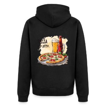 Pizza et bière Nourriture Alcool Dictons drôles - Veste à capuche bio Premium Unisexe - noir - Dos - Nico (187cm)