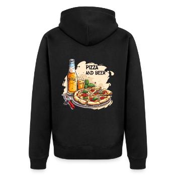 Pizza et bière Nourriture Alcool Dictons drôles - Veste à capuche bio Premium Unisexe - noir - Dos - Nico (187cm)