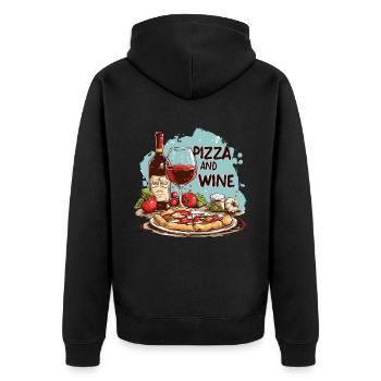 Pizza et vin Nourriture Alcool - Veste à capuche bio Premium Unisexe - noir - Dos - Nico (187cm)