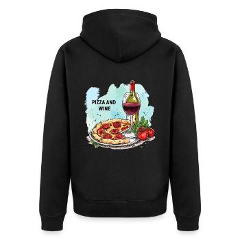 Pizza et vin Nourriture Alcool - Veste à capuche bio Premium Unisexe - noir - Dos - Nico (187cm)
