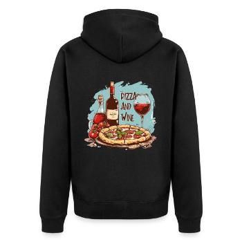 Pizza et vin Nourriture Alcool - Veste à capuche bio Premium Unisexe - noir - Dos - Nico (187cm)