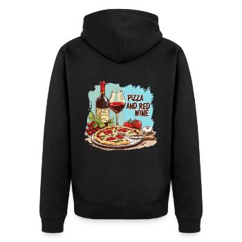 Pizza et vin Nourriture Alcool - Veste à capuche bio Premium Unisexe - noir - Dos - Nico (187cm)