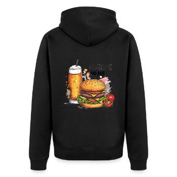 Burger And Beer Essen Alkohol Lustige Sprüche - Unisex Premium Bio Zip Hoodie - Schwarz - Hinten - Nico (187cm)