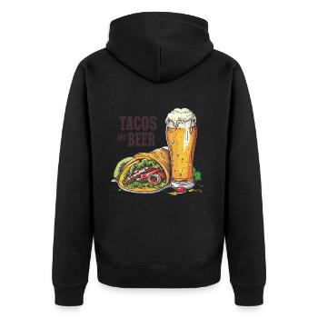 Tacos And Beer Essen Alkohol Lustige Sprüche - Unisex Premium Bio Zip Hoodie - Schwarz - Hinten - Nico (187cm)