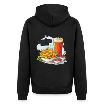 Fries And Beer Essen Alkohol Lustige Sprüche - Unisex Premium Bio Zip Hoodie - Schwarz - Hinten - Nico (187cm)