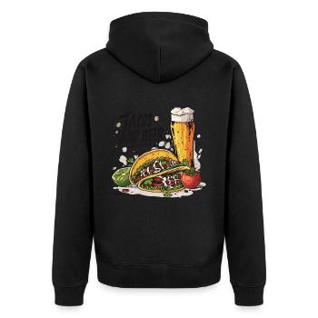 Tacos And Beer Essen Alkohol Lustige Sprüche - Unisex Premium Bio Zip Hoodie - Schwarz - Hinten - Nico (187cm)
