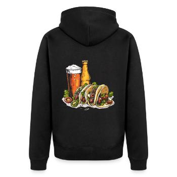 Tacos And Beer Essen Alkohol Lustige Sprüche - Unisex Premium Bio Zip Hoodie - Schwarz - Hinten - Nico (187cm)