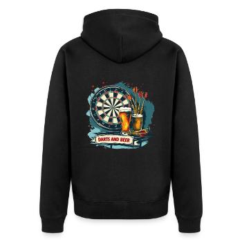 Darts And Beer Dart Sayings Sports - Unisex Premium Organic Zip Hoodie - black - Back - Nico (187cm)