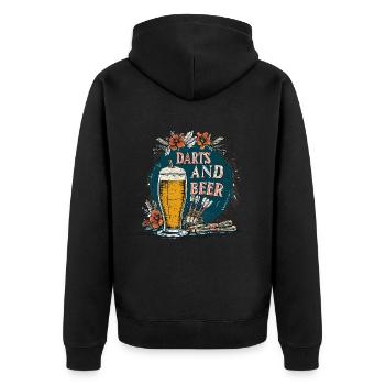Darts And Beer Dart Sayings Sports - Unisex Premium Organic Zip Hoodie - black - Back - Nico (187cm)