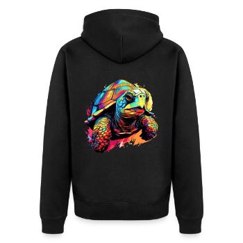 Colorful Turtle Splashes of Paint Splashes - Unisex Premium Organic Zip Hoodie - black - Back - Nico (187cm)