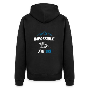 Impossible j'ai ski - Veste à capuche bio Premium Unisexe - noir - Dos - Nico (187cm)