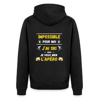 Impossible pour moi, j'ai ski mais apéro - Veste à capuche bio Premium Unisexe - noir - Dos - Nico (187cm)
