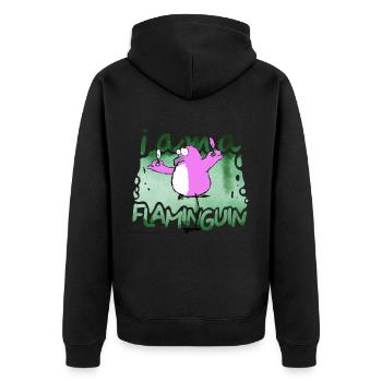 I am a Flaminguin - Unisex Premium Bio Zip Hoodie - Schwarz - Hinten - Nico (187cm)