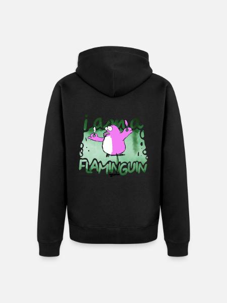 I am a Flaminguin - Unisex Premium Organic Zip Hoodie - black