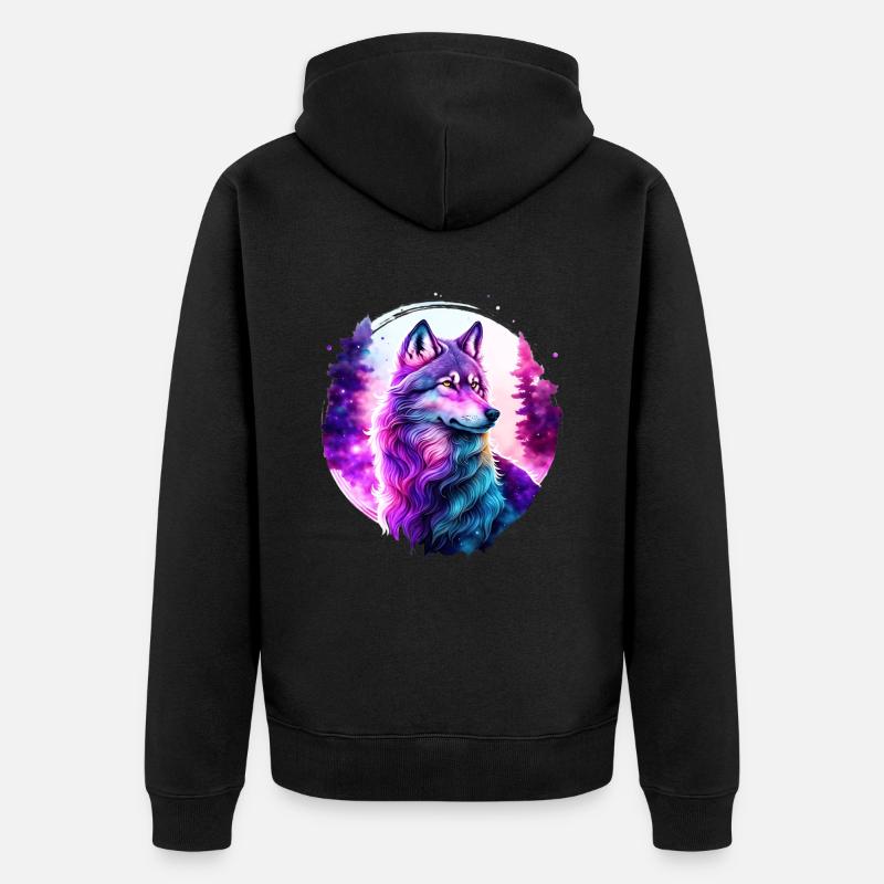 Wolf - Unisex Premium Bio Zip Hoodie - Schwarz