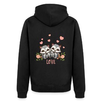 Cute Raccoons in Love Valentine's Day Wedding - Unisex Premium Organic Zip Hoodie - black - Back - Nico (187cm)