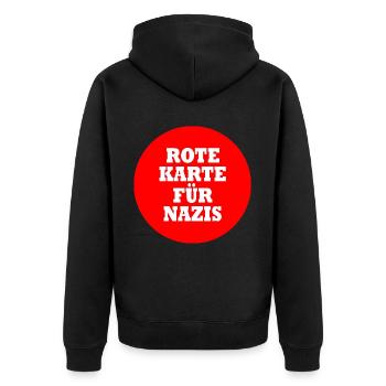 Rote karte für nazis - Unisex Premium Bio Zip Hoodie - Schwarz - Hinten - Nico (187cm)