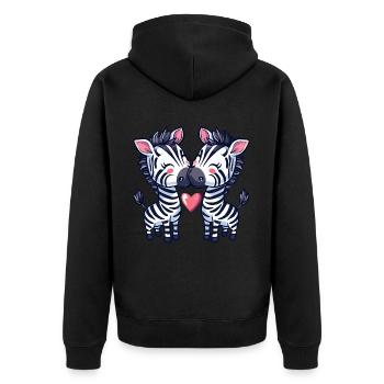 Zebra Comic Couple Love - Unisex Premium Organic Zip Hoodie - black - Back - Nico (187cm)
